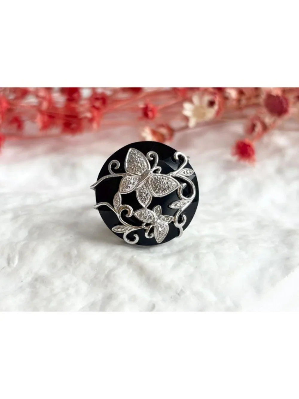 Retired QVC Affinity Diamond 1/10 ct Butterfly Sterling 925 Vintage Ring - sz 9